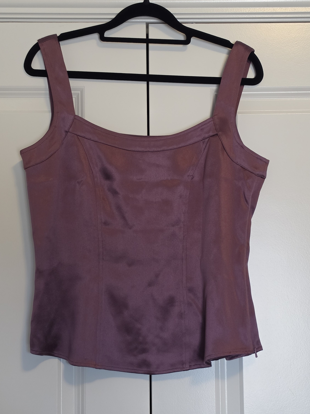 VALENTINO ROMA ITALY DUSTY ROSE SATIN SQUARE NECK SIDE ZIP TOP IT 42 US 6